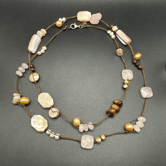 Silpada Jewelry - 35” Sterling Silver Silpada Quartz Pearl Quartz Agate Rope Necklace T30